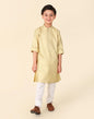 Fabindia Boy's Viscose Silk Printed Regular Fit Kurta Long (1032814BEIGE_Beige
