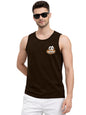 Veirdo Mens Cotton Sleeveless Regular Fit Front Pocket Print Placement Scoop Neck Vest