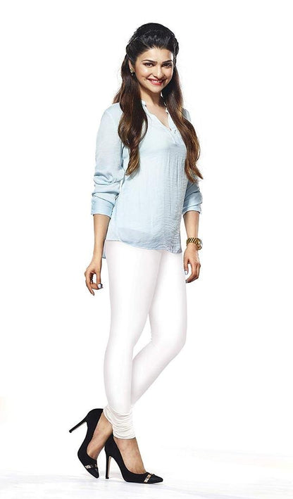 Lux Lyra Women'S Cotton Relaxed Fit Premium Churidar Leggings (Lux_C, White, Free Size- 28-38)