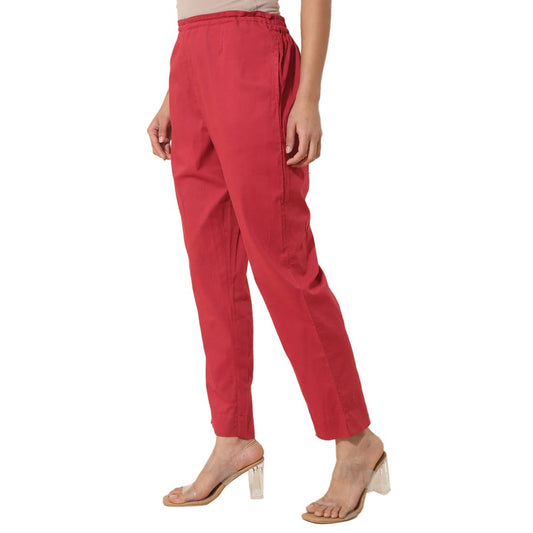 Fabindia WomenS Regular Casual Pants (2124217Maroon_Maroon