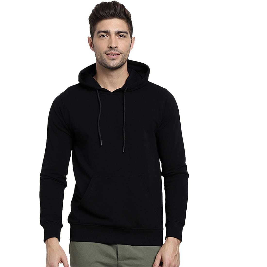 Bewakoof Mens Graphic Print Regular Fit Full Sleeve Cotton Plus Size Hoodies Black