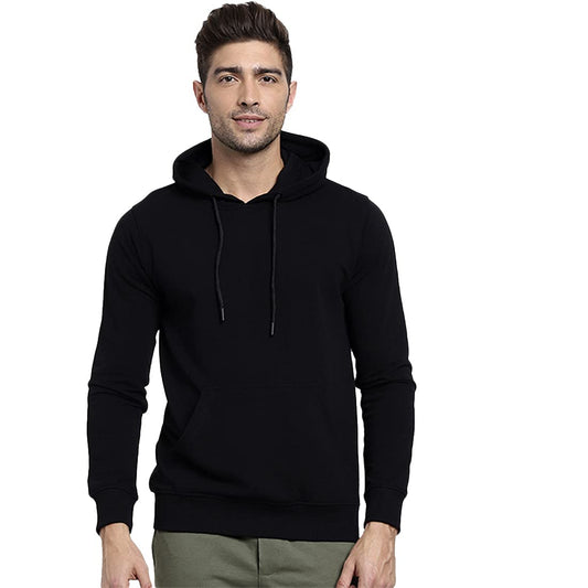 Bewakoof Mens Graphic Print Regular Fit Full Sleeve Cotton Plus Size Hoodies Black