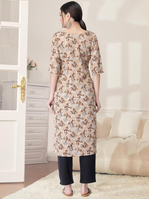 Pinkmint Kurta Set for Women Cotton Printed Straight Kurta with Pant (Pack of 1)