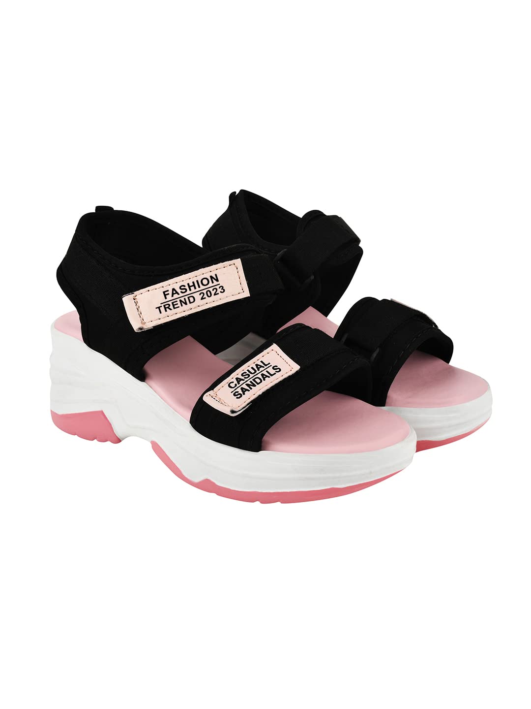 Shoetopia Lightweight Comfortable & Trendy Flatforms Pink Sandals For Women & Girls