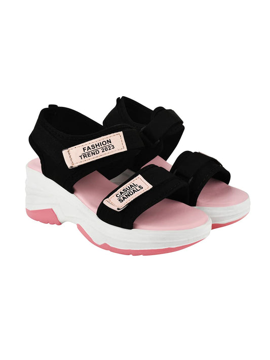 Shoetopia Lightweight Comfortable & Trendy Flatforms Pink Sandals For Women & Girls
