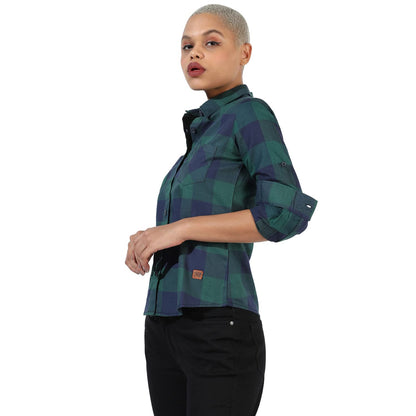 Campus Sutra Womens Multicolour Checkered Button Up Spread Collar Long Sleeve Regular Fit Shirt for Casual Wear | Shirt Crafted