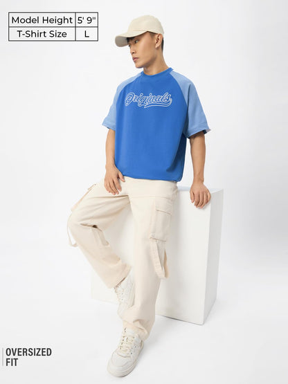 The Souled Store Originals : Racer Blue Mens and Boys Oversize Fit Half Sleeves Cotton T-Shirt