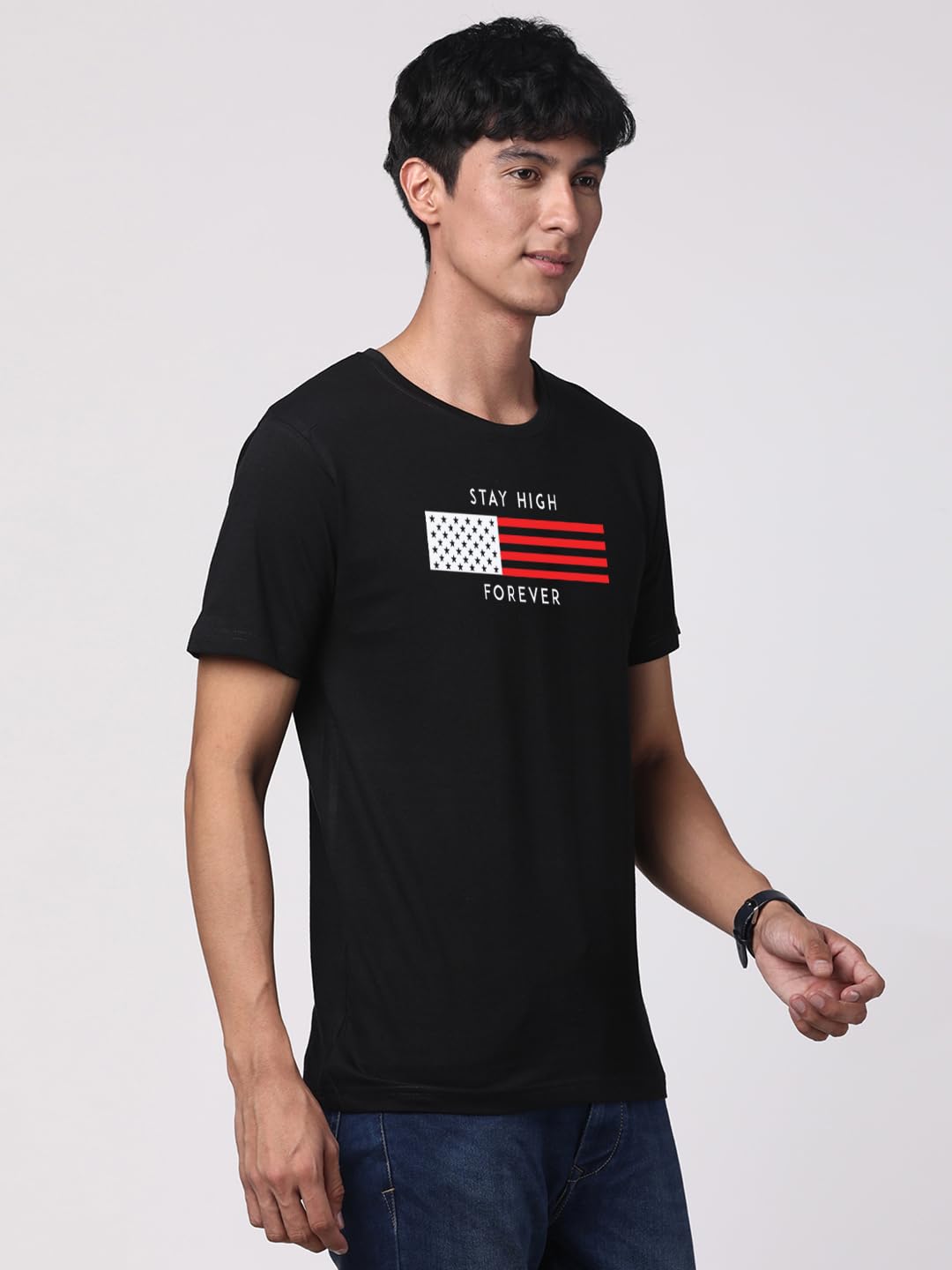 ADRO Mens Flag Printed Cotton T-Shirt_RN24-L2-FLAG-BL
