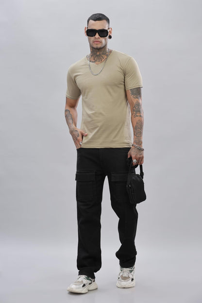 ADRO V-Neck T Shirt for Men, 100% Cotton Vneck Tshirt is Ideal for Casual wear, Workouts and Loungewear, Adding a Stylish Touch.
