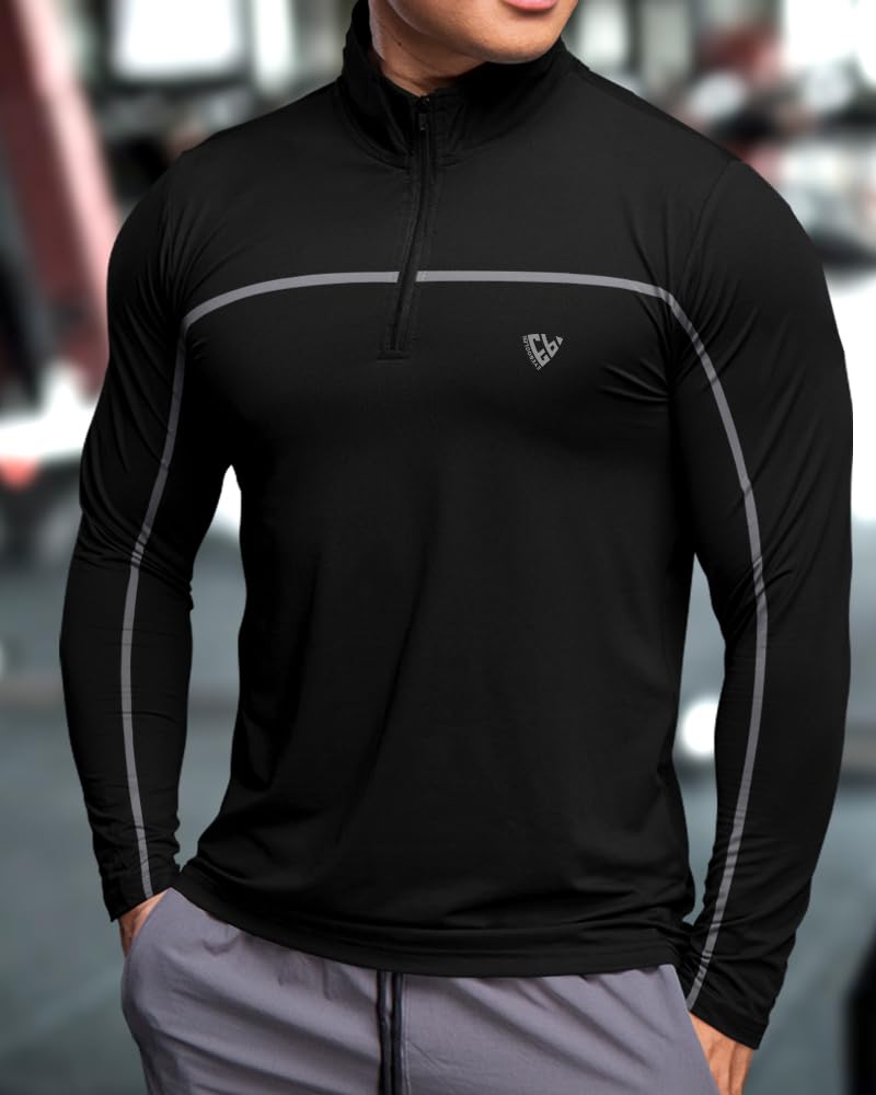 Noble Monk MenS Active Wear Regular Fit T Shirt |Full Sleeves |Casual T-Shirt For Men Midnight Black