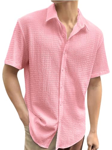 Pinkmint Popcorn Shirt for Men Soild Slim Fit Sleeve Spread Collar Trendy Men Shirt Summer Wear Goa Wear Aqua Blue