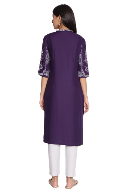 W for Woman Women's Viscose Straight Printed Kurta