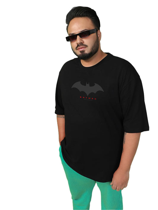 Bewakoof Official DC Merchandise Batman Mens Graphic Printed Oversized Fit Half Sleeve Round Neck Cotton Plus Size T-Shirt_6341