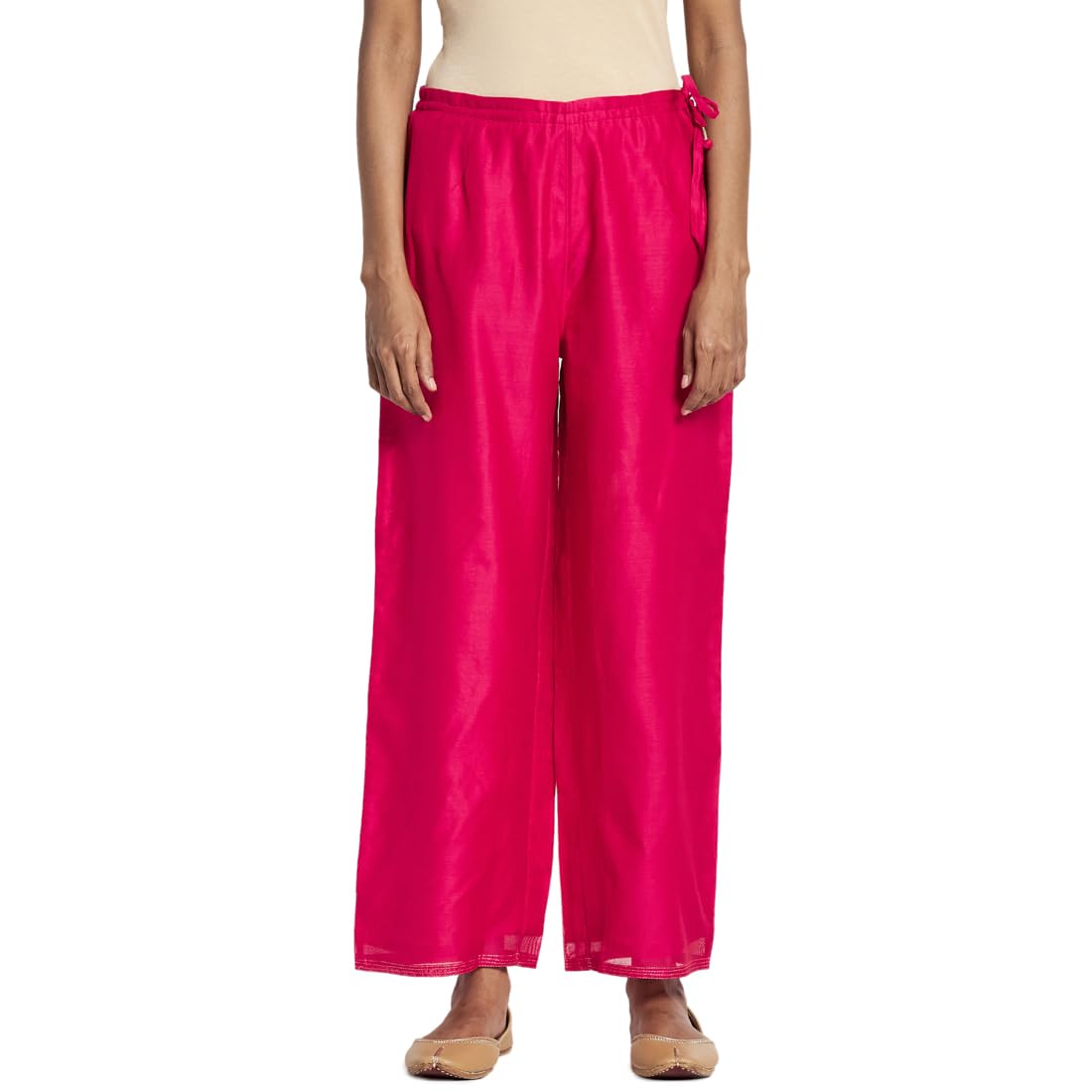 Fabindia Women's Red Cotton Silk Regular Fit Womens Ijar
