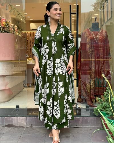 Toochki Salwar Suit With Dupatta For Women | Anarkali Salwar Suit With Dupatta For Women | Floral Printed With Embroidered Work