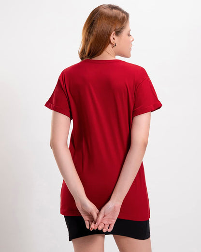 Bewakoof Womens Graphic Printed 100% Cotton T-Shirt - Boyfriend Fit, Round Neck, Half Sleeves