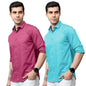 Tee Projekt Cotton Shirt for Men ll Front Pocket Shirt ll Stylish Long Sleeve Shirt ll Soild Regular Fit (Pack of 2)