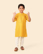 Fabindia Boy's Viscose Blend Printed Regular Fit Long Kurta (1032820YELLOW_Yellow