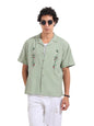 The Indian Garage Co Mens Relaxed Fit Solid Cuban Collar Half Sleeves Resort Sweater