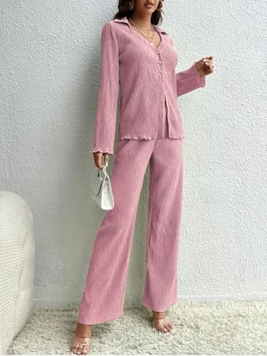 Greciilooks Co Ord Set For Women Stylish | Trendy Poly Lycra Textured Blend Pajama Set | Trendy Korean Winter Travel Outfit | Li