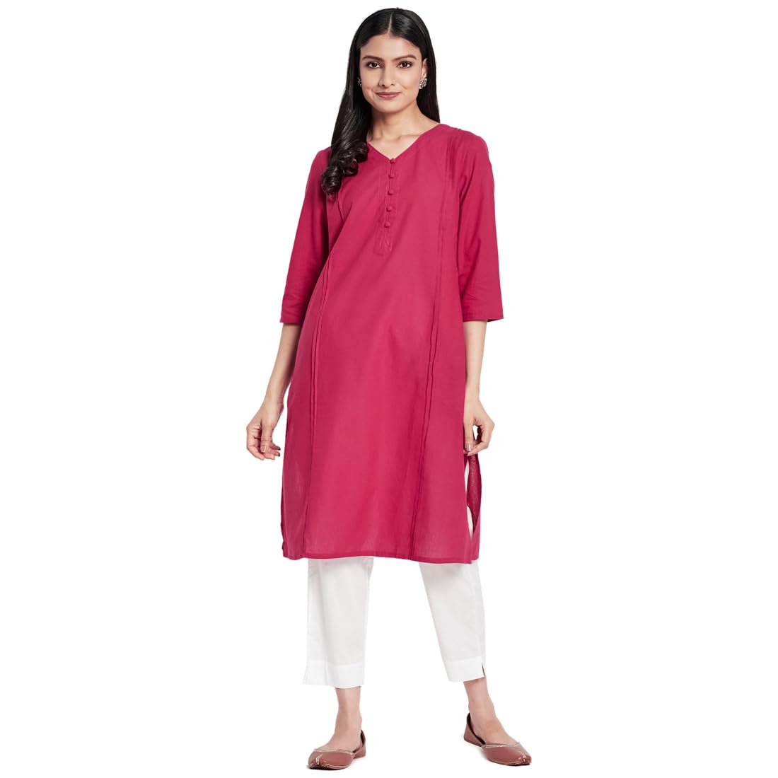 Fabindia FabBasics Women Cotton Solid Regular Fit Kurta