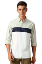 Dennis Lingo Men Colorblock 100% Cotton Regular Fit Full Sleeves Shirts Beige