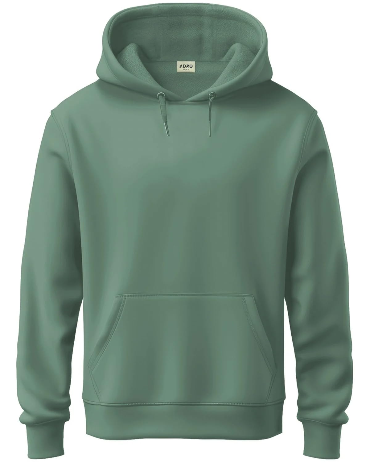 ADRO Mens Cotton Neck Hooded Sweatshirt (H24-PLN-PT_Pista