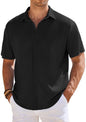 CB-COLEBROOK Mens Waffle Knit Textured Button-Down Wrinkle Free Casual Shirts, Short Sleeves, Summer Beach Tops (in, Alpha, XL,