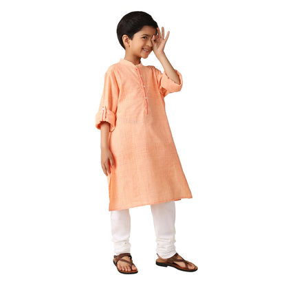 Fabindia BoyS Cotton Woven Regular Kurta (102864603_Peach