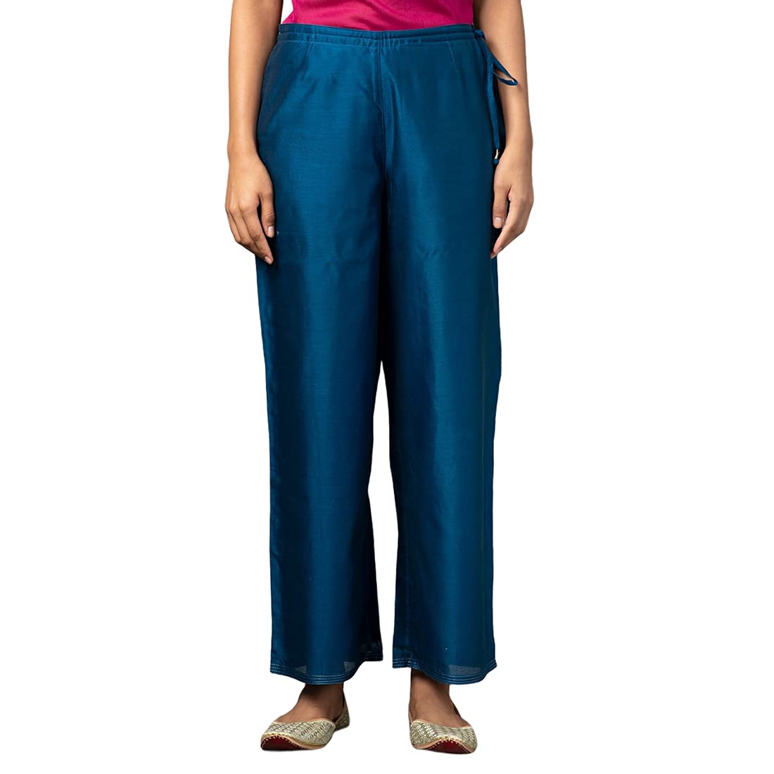 Fabindia Women Silk Tie Up Ijar Pant Cotton_Xs Blue