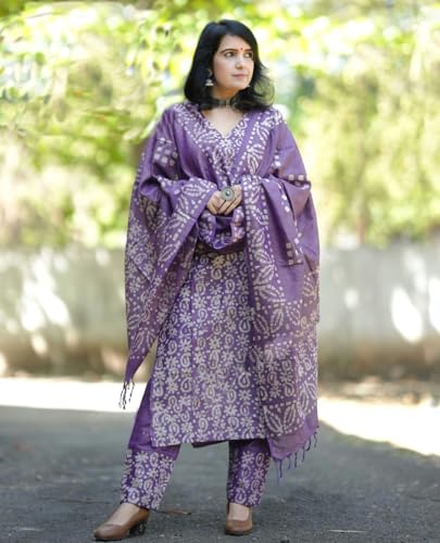 Alvami Womens Rayon Regular Kurta Set (Raazi_Purple