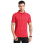 Turtle Men Cotton Stretch Red Printed Polo Neck Half Sleeve Casual T-Shirt