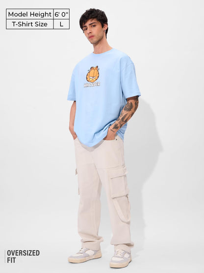 The Souled Store Official Garfield Originals: Dont Care Oversized T-Shirt for Men Boys Cotton Casual Half Sleeves Baggy Loose F