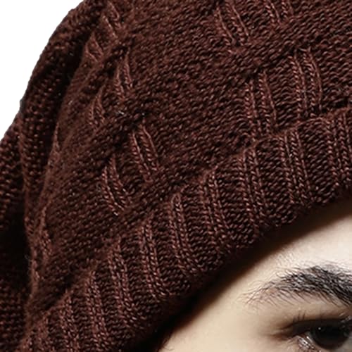 Weavers Villa Set Of Snow Proof Inside Fur Acro Wool Unisex Beanie Cap Knit Hat Thick Fleece Lined Winter Cap With Gloves For Me