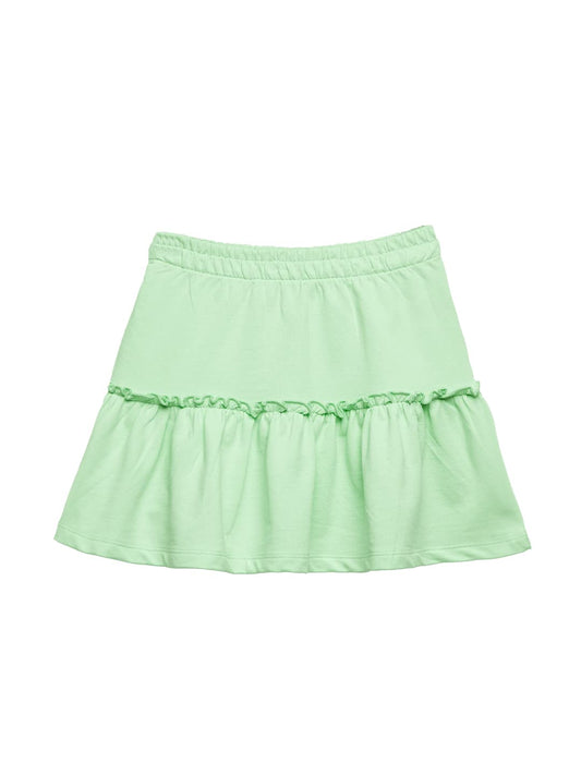 The Souled Store Solids: Mint Kids and Girls Regular fit Cotton Green Color Girls Tiered Skirts