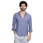 Campus Sutra Mens Cornflower Blue Breezy Wrinked Relaxed Shirt for Casual Wear | Spread Collar | Long Cuffed Sleeves | Button C
