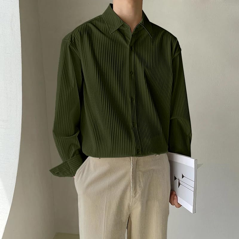 Greciilooks MenS Regular Fit Casual Shirt (Gl-Ms-6155_Green