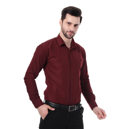 Xjarvis Austin MenS Cotton Blend Shirt |Slim Fit Formal Shirt With Pocket |Plain | Long Sleeve Spread Collar | Casual Wear Regu