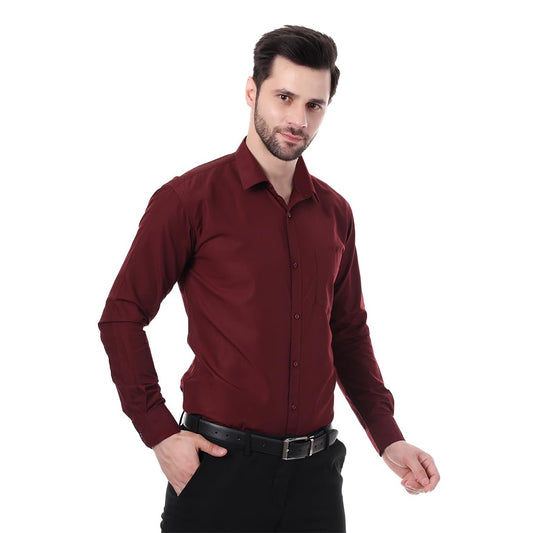 Xjarvis Austin MenS Cotton Blend Shirt |Slim Fit Formal Shirt With Pocket |Plain | Long Sleeve Spread Collar | Casual Wear Regu