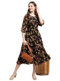 Preneum WomenS Maxi Fit & Flare Latest Style Print Georgette Regular Sleeves Casual Maxi Dress || Summer Dress Festival & Occas