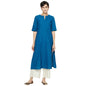 Fabindia Cotton Pintuck Slim Fit Long Kurta (Teal-Xs-10701736)