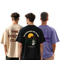 Nobero MenS Graphic Print Oversized Fit T-Shirt (1M-Twts-C0933-X_Sand/Black/Future Dusk