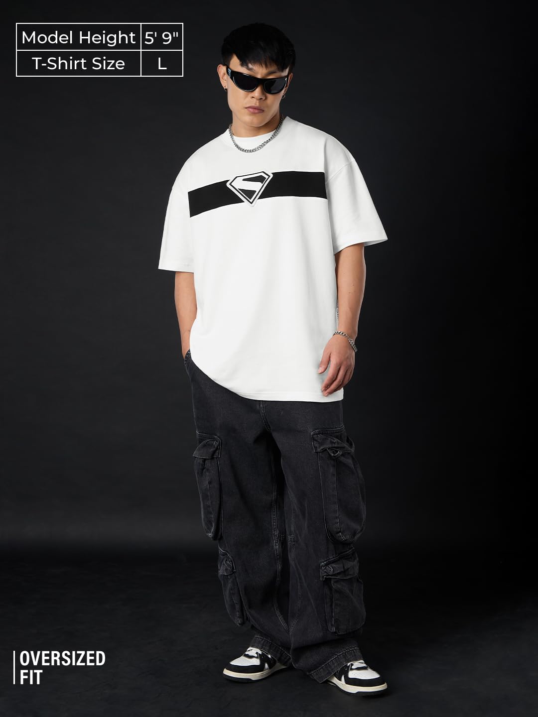 The Souled Store Superman: Fly Up Men and Boys Short Sleeves Round Neck White Graphic Printed Cotton Premium Heavy Gauge Fabric