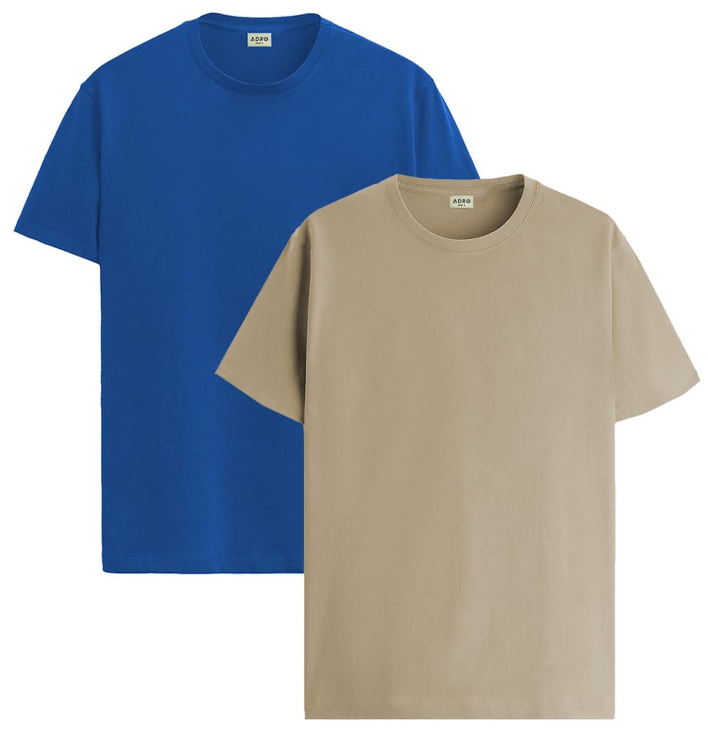 ADRO T Shirts Pack of 2 Mens Tshirts Cotton T Shirts for Men Tshirt T-Shirts Combo T Shirts Tshirts for Men Plain Solid Tshirts