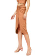 OOMPH! Ribbed Lycra Sarong Style Skirt, Orange - msk251
