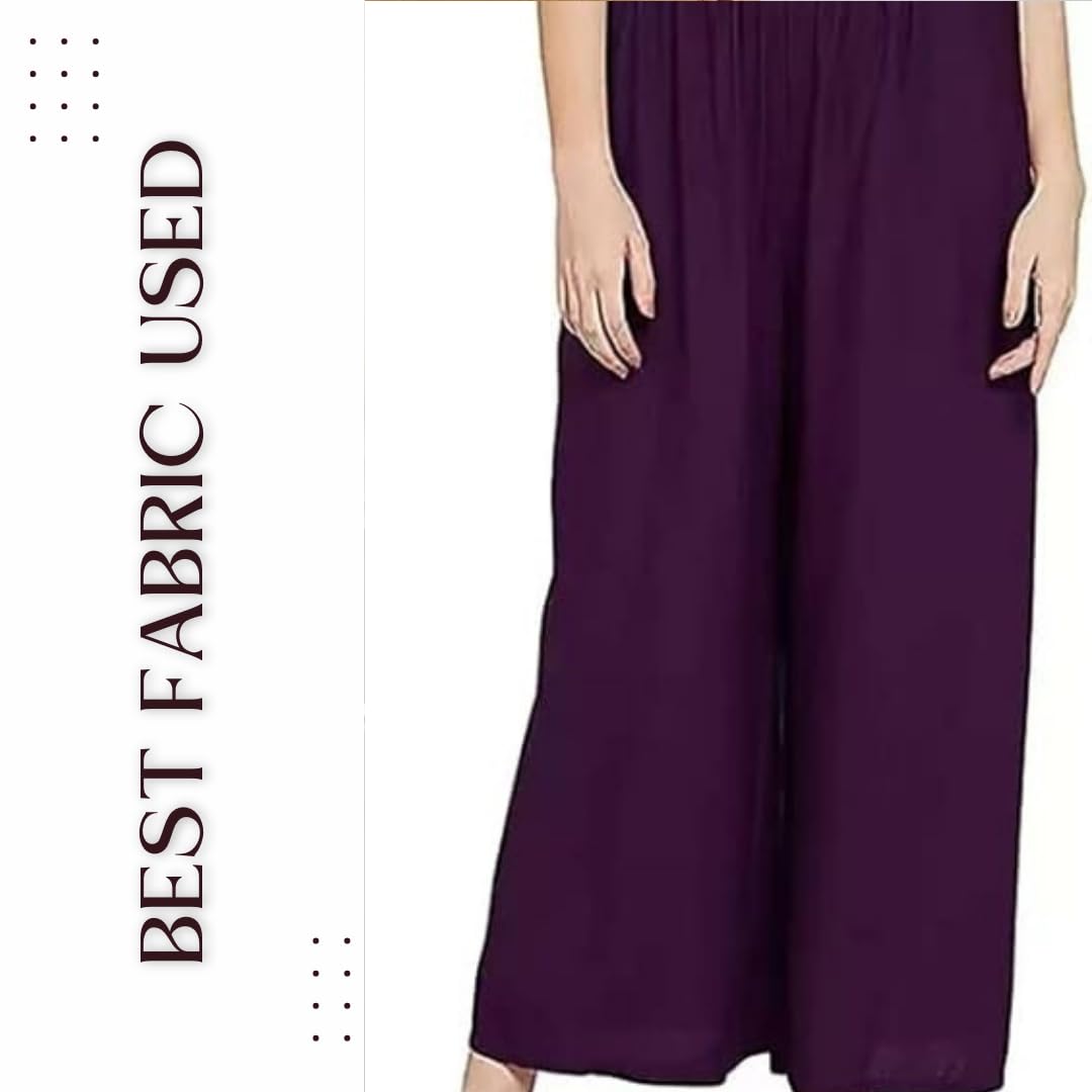 Fashion Gallery WomenS Rayon Relaxed Fit Palazzo Pants With Full Length Pull On Closure And Elasticated Flexible Waist|Palazzo