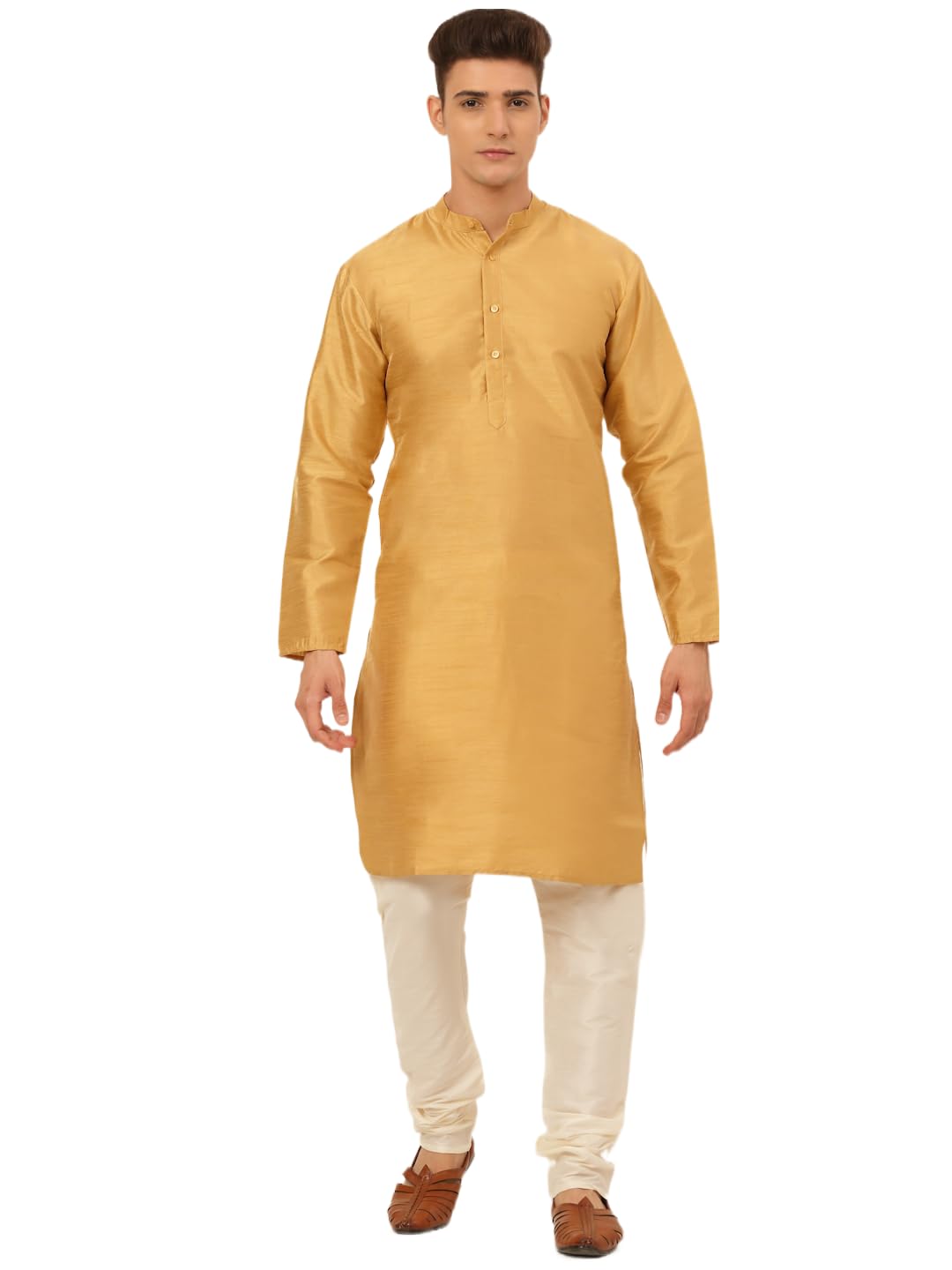 Jompers Mens Solid Dupion Silk Kurta Pyjama Set