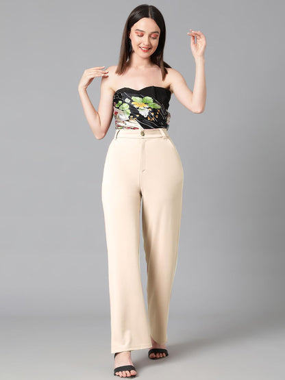 KOTTY Womens Cotton Blend Straight Fit Trousers
