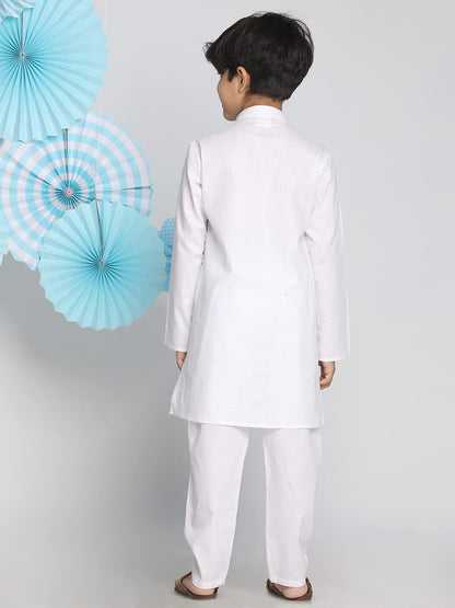 Vastramay Boys Pure Cotton White Kurta And Pyjama Set With Muslim Cap  Soft & Comfortable Festive