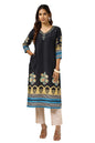 Soch Womens Black Muslin Blend Printed Kurta With Cutdana